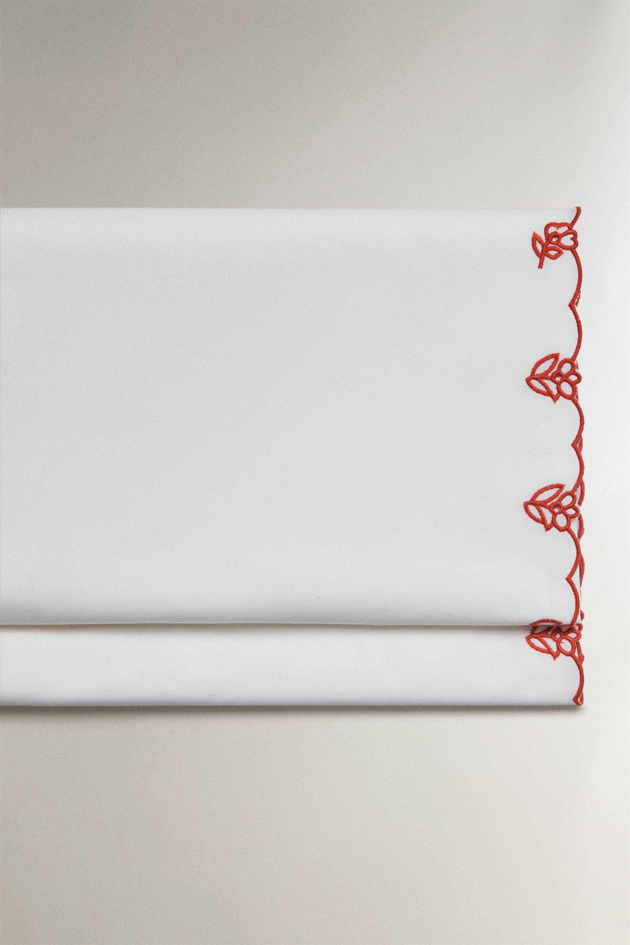 KIDS EMBROIDERED FLORAL FLAT SHEET